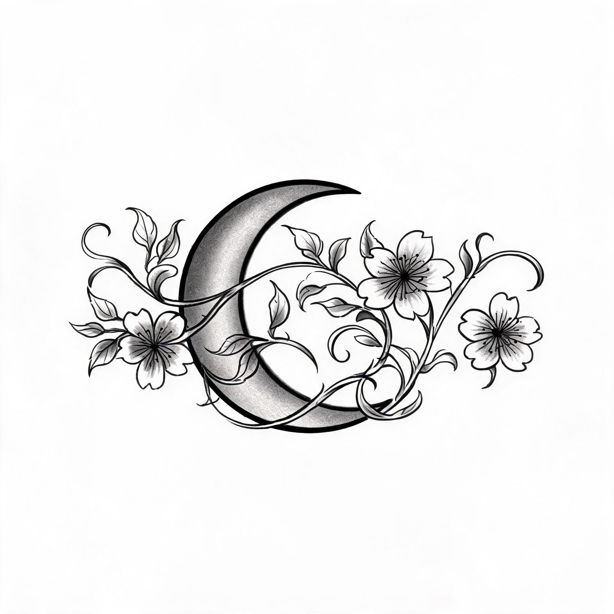 Black and grey tattoo image of a woman's arm shown as a clean reference design on a plain white background.